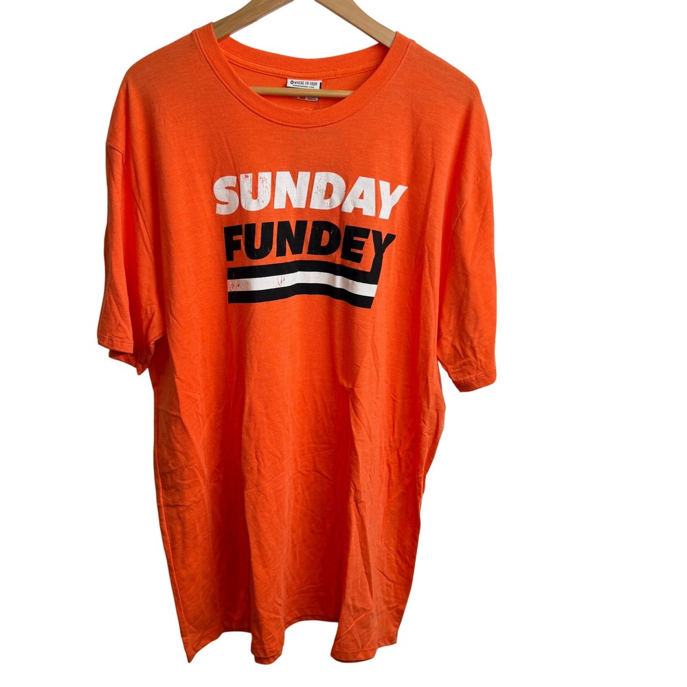 Where I'm From Mens Sunday Funday Graphic‎ T-Shirt XXL Orange Party Tee Football